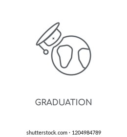 Graduation linear icon. Graduation concept stroke symbol design. Thin graphic elements vector illustration, outline pattern on a white background, eps 10.