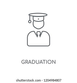 Graduation linear icon. Graduation concept stroke symbol design. Thin graphic elements vector illustration, outline pattern on a white background, eps 10.