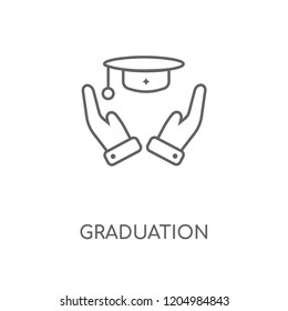 Graduation linear icon. Graduation concept stroke symbol design. Thin graphic elements vector illustration, outline pattern on a white background, eps 10.