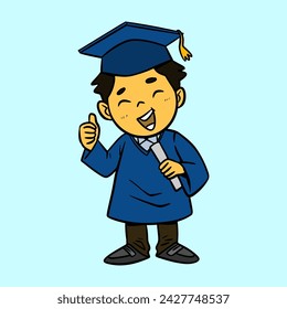 Graduation Little Boy Vector Illustration