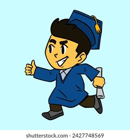 Graduation Little Boy Vector Illustration