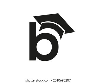 Graduation logo with B letter. Education logo with B letter hat concept