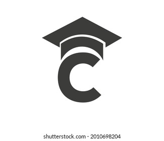 Graduation logo with C letter. Education logo with C letter hat concept