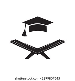 Logo de graduación, gorra de graduación y libro