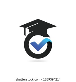 graduation logo with circle and tick mark concept