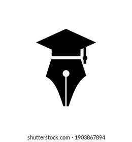 graduation logo concept pen with bachelor hat vector illustration icon design