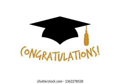 Graduation Logo Design with congratulations greeting- Vector illustration