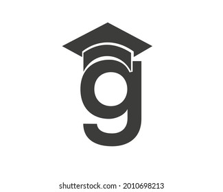 Graduationslogo mit G-Buchstaben-Vektorgrafik. Bildungslogo mit G-Buchstaben-Konzept