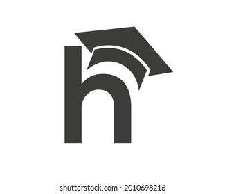 Graduation logo with H letter vector. Education logo with H letter hat concept