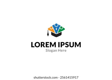 Graduation logo with person symbol in flat design
