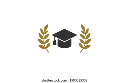 Graduation logo with university hat and wreath