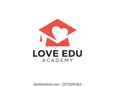 graduation with love logo. education symbol design concept