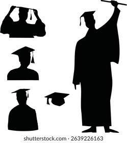 Graduation male silhouette set. Good use for symbol, logo, web icon, sign, or any design you want