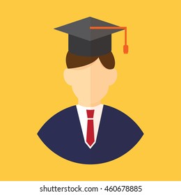 graduation. man avatar. vector illustration.