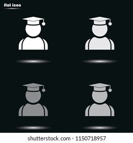 Graduation man flat grayscale vector icon.