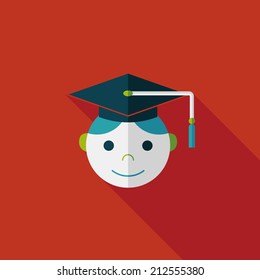 Graduation Man flat icon with long shadow,eps10
