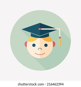 Graduation Man flat icon with long shadow,eps10