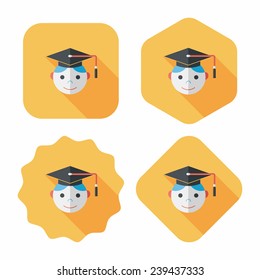Graduation Man flat icon with long shadow,eps10