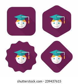 Graduation Man flat icon with long shadow,eps10