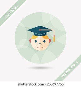Graduation Man flat icon with long shadow,eps10