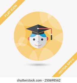 Graduation Man flat icon with long shadow,eps10