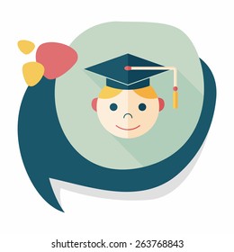 Graduation Man flat icon with long shadow,eps10