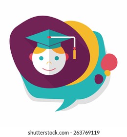 Graduation Man flat icon with long shadow,eps10
