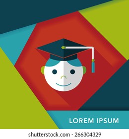 Graduation Man flat icon with long shadow,eps10