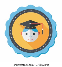 Graduation Man flat icon with long shadow,eps10