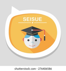 Graduation Man flat icon with long shadow,eps10