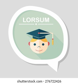 Graduation Man flat icon with long shadow,eps10