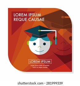 Graduation Man flat icon with long shadow,eps10