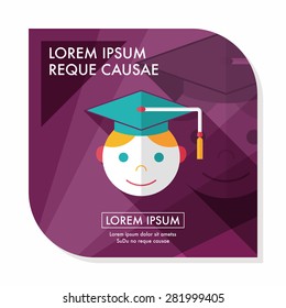 Graduation Man flat icon with long shadow,eps10