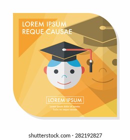 Graduation Man flat icon with long shadow,eps10