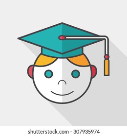 Graduation Man flat icon with long shadow,eps10