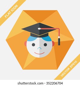 Graduation Man flat icon with long shadow,eps10