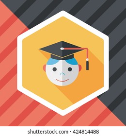 Graduation Man flat icon with long shadow,eps10