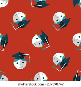Graduation Man flat icon,eps10 seamless pattern background