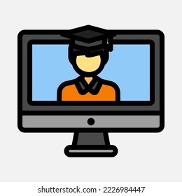 Icono de graduado en estilo de línea rellena, uso para presentación de aplicación móvil del sitio web