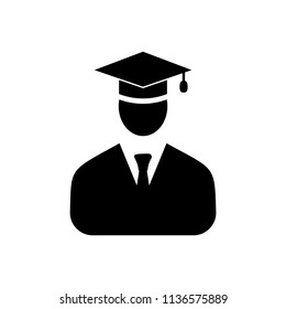 Graduation man icon in trendy style - vector black