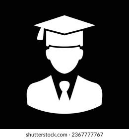 Graduation man icon in trendy style - vector white