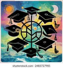 graduation man icon vector silhouettes