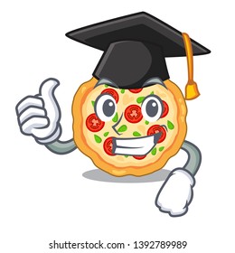 Graduation margherita pizza served the character board