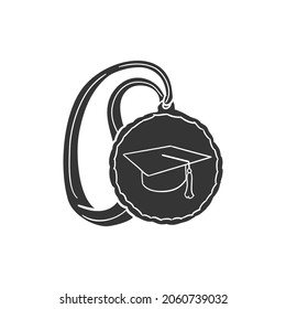 Graduation Medal Icon Silhouette Illustration. Education Award Vector Graphic Pictogram Symbol Clip Art. Doodle Sketch Black Sign.