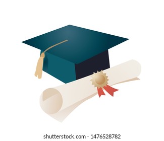 Graduation Mortar Board and diploma