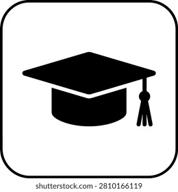 Graduation mortarboard cap icon in a rounded square frame