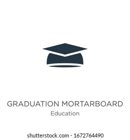 Vector de icono de mortarboard de graduación. Icono moderno de mortero plano de graduación de la colección de educación aislado en fondo blanco. La ilustración vectorial puede utilizarse para el diseño gráfico web y móvil, 