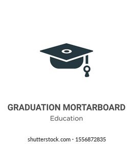 Graduation mortarboard vector icon on white background. Flat vector graduation mortarboard icon symbol sign from modern education collection for mobile concept and web apps design.