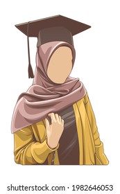 graduation muslim woman vector illustration