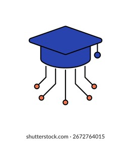 Icono de red de graduación Esquema editable de trazos Dibujo de línea EPS